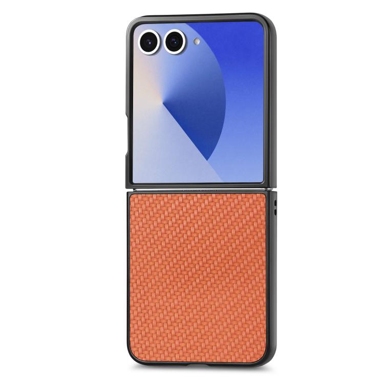 Carbon Fiber Texture Leather Back Phone Case, For Galaxy Z Flip8 5G, For Galaxy Z Flip7 5G