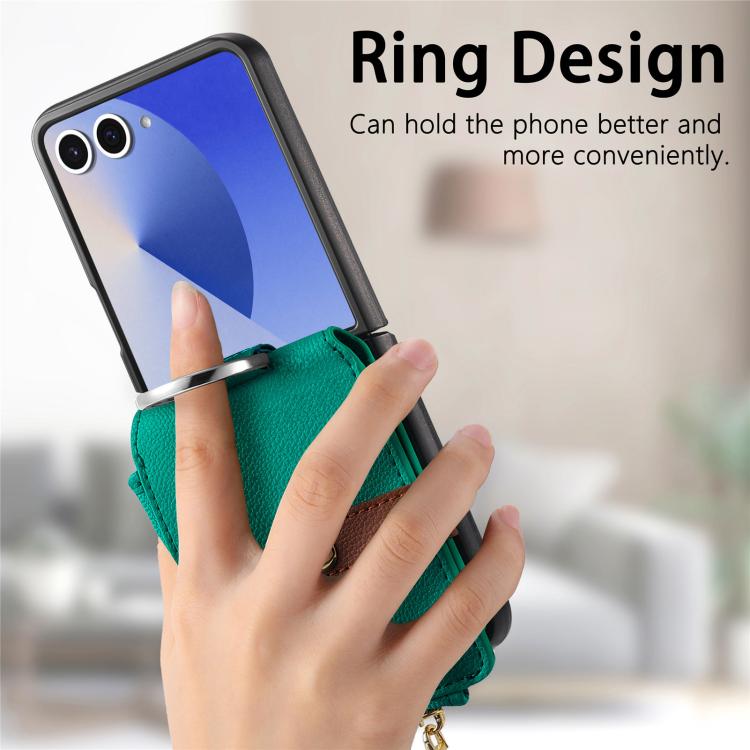 Litchi Texture Ring Vertical Zipper Wallet Phone Case, For Galaxy Z Flip8 5G, For Galaxy Z Flip7 5G