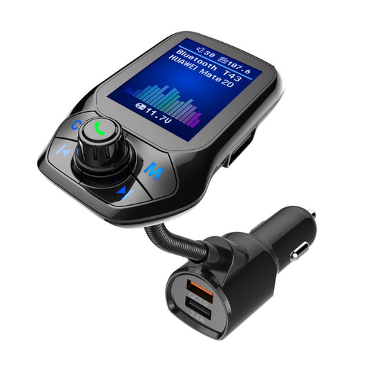 T43 Kit mains-libres Bluetooth pour voiture avec écran couleur multifonction Mp3, chargeur de voiture Bluetooth QC3.0, lecteur Bluetooth de voiture sans perte, T43