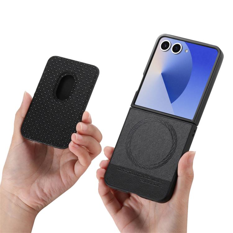Twill Fabric Card Bag Ring Magnetic Back Phone Case, For Galaxy Z Flip8 5G, For Galaxy Z Flip7 5G, For Galaxy Z Flip6 5G, For Galaxy Z Flip5 5G