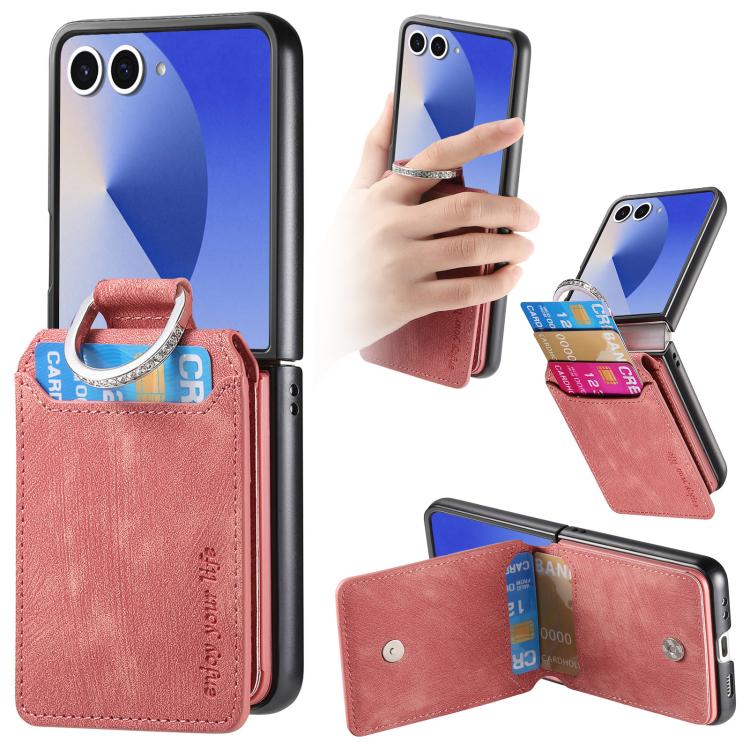 Retro Leather Ring Vertical Flip Wallet Phone Case, For Galaxy Z Flip8 5G, For Galaxy Z Flip7 5G, For Galaxy Z Flip6 5G, For Galaxy Z Flip5 5G