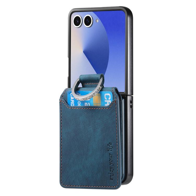 Retro Leather Ring Vertical Flip Wallet Phone Case, For Galaxy Z Flip8 5G, For Galaxy Z Flip7 5G, For Galaxy Z Flip6 5G, For Galaxy Z Flip5 5G