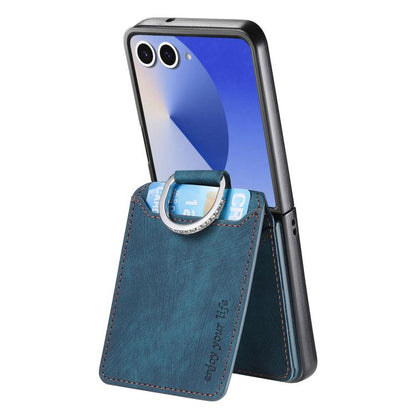 Retro Leather Ring Vertical Flip Wallet Phone Case, For Galaxy Z Flip8 5G, For Galaxy Z Flip7 5G, For Galaxy Z Flip6 5G, For Galaxy Z Flip5 5G