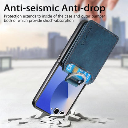 Retro Leather Ring Vertical Flip Wallet Phone Case, For Galaxy Z Flip8 5G, For Galaxy Z Flip7 5G, For Galaxy Z Flip6 5G, For Galaxy Z Flip5 5G
