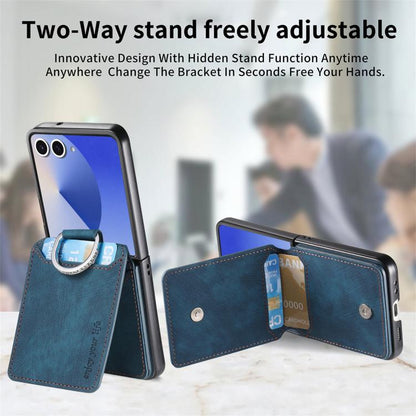 Retro Leather Ring Vertical Flip Wallet Phone Case, For Galaxy Z Flip8 5G, For Galaxy Z Flip7 5G, For Galaxy Z Flip6 5G, For Galaxy Z Flip5 5G