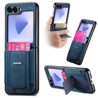 Retro Leather Fold Stand Elastic Card Bag Phone Case, For Galaxy Z Flip8 5G, For Galaxy Z Flip7 5G, For Galaxy Z Flip6 5G, For Galaxy Z Flip5 5G