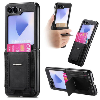 Retro Leather Fold Stand Elastic Card Bag Phone Case, For Galaxy Z Flip8 5G, For Galaxy Z Flip7 5G, For Galaxy Z Flip6 5G, For Galaxy Z Flip5 5G