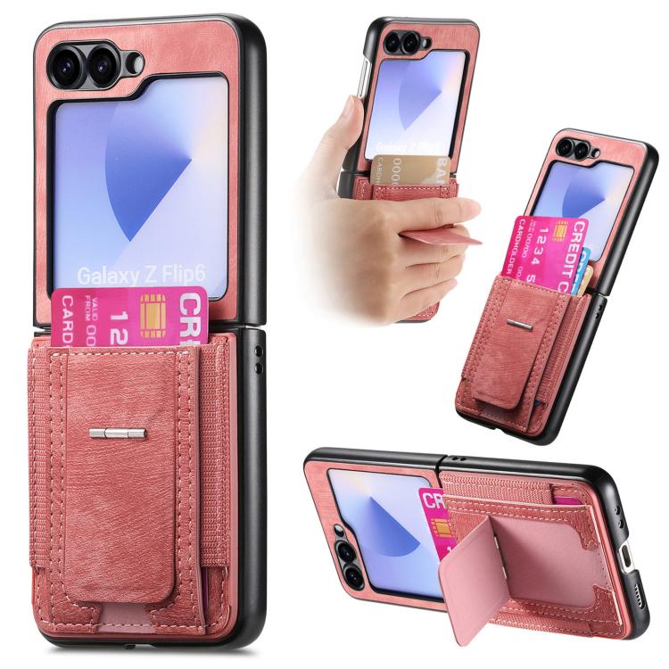 Retro Leather Fold Stand Elastic Card Bag Phone Case, For Galaxy Z Flip8 5G, For Galaxy Z Flip7 5G, For Galaxy Z Flip6 5G, For Galaxy Z Flip5 5G