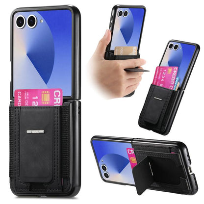 Retro Leather Fold Stand Elastic Card Bag Phone Case, For Galaxy Z Flip8 5G, For Galaxy Z Flip7 5G, For Galaxy Z Flip6 5G, For Galaxy Z Flip5 5G