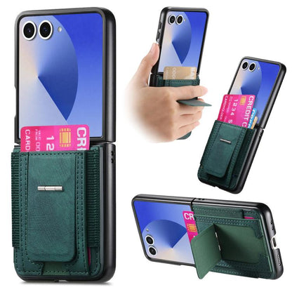 Retro Leather Fold Stand Elastic Card Bag Phone Case, For Galaxy Z Flip8 5G, For Galaxy Z Flip7 5G, For Galaxy Z Flip6 5G, For Galaxy Z Flip5 5G