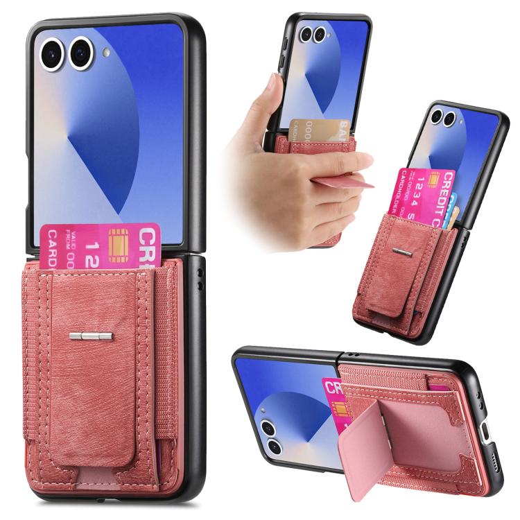 Retro Leather Fold Stand Elastic Card Bag Phone Case, For Galaxy Z Flip8 5G, For Galaxy Z Flip7 5G, For Galaxy Z Flip6 5G, For Galaxy Z Flip5 5G