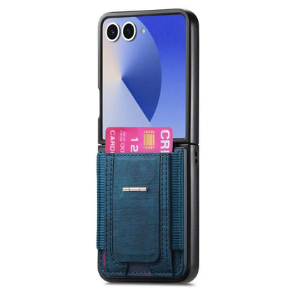 Retro Leather Fold Stand Elastic Card Bag Phone Case, For Galaxy Z Flip8 5G, For Galaxy Z Flip7 5G, For Galaxy Z Flip6 5G, For Galaxy Z Flip5 5G