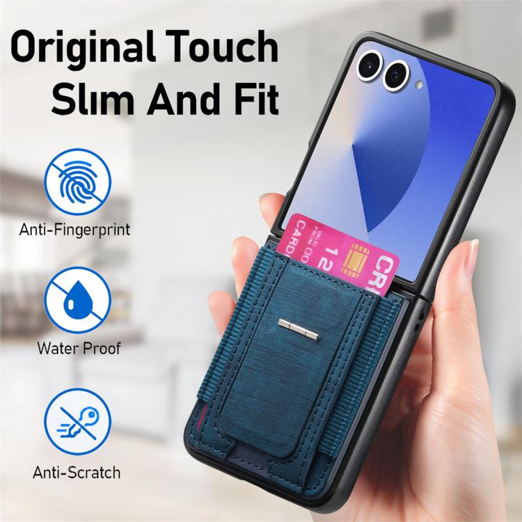 Retro Leather Fold Stand Elastic Card Bag Phone Case, For Galaxy Z Flip8 5G, For Galaxy Z Flip7 5G, For Galaxy Z Flip6 5G, For Galaxy Z Flip5 5G