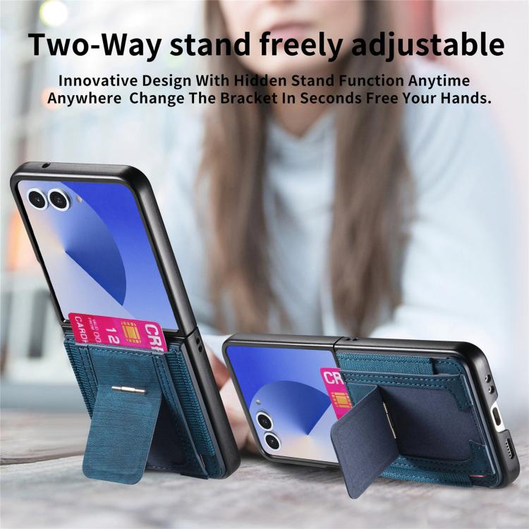 Retro Leather Fold Stand Elastic Card Bag Phone Case, For Galaxy Z Flip8 5G, For Galaxy Z Flip7 5G, For Galaxy Z Flip6 5G, For Galaxy Z Flip5 5G