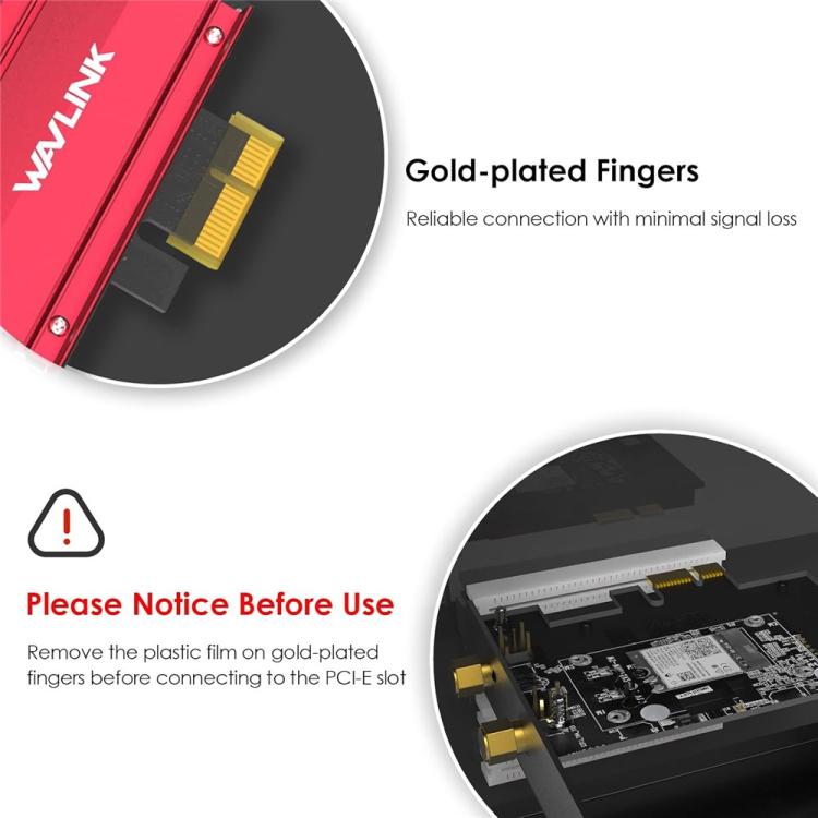 WAVLINK WN685BE3-A Tri-Band BE200 Wireless Adapter Desktop PC WiFi 7 BE8800 Pcie Card, WN685BE3-A