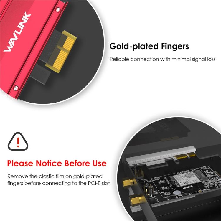 WAVLINK WN685BE3-B BE8800 Carte Réseau Sans Fil PCI-E Tri-Bande WiFi 7 2,4 GHz 5 GHz 6 GHz, WN685BE3-B