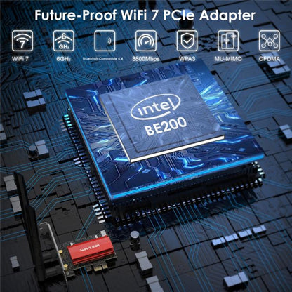 WAVLINK WN685BE3-B BE8800 Carte Réseau Sans Fil PCI-E Tri-Bande WiFi 7 2,4 GHz 5 GHz 6 GHz, WN685BE3-B