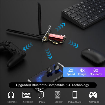 WAVLINK WN685BE3-B BE8800 Carte Réseau Sans Fil PCI-E Tri-Bande WiFi 7 2,4 GHz 5 GHz 6 GHz, WN685BE3-B