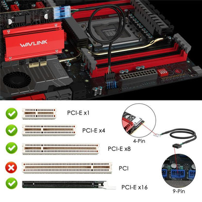 WAVLINK WN685BE3-B BE8800 Carte Réseau Sans Fil PCI-E Tri-Bande WiFi 7 2,4 GHz 5 GHz 6 GHz, WN685BE3-B