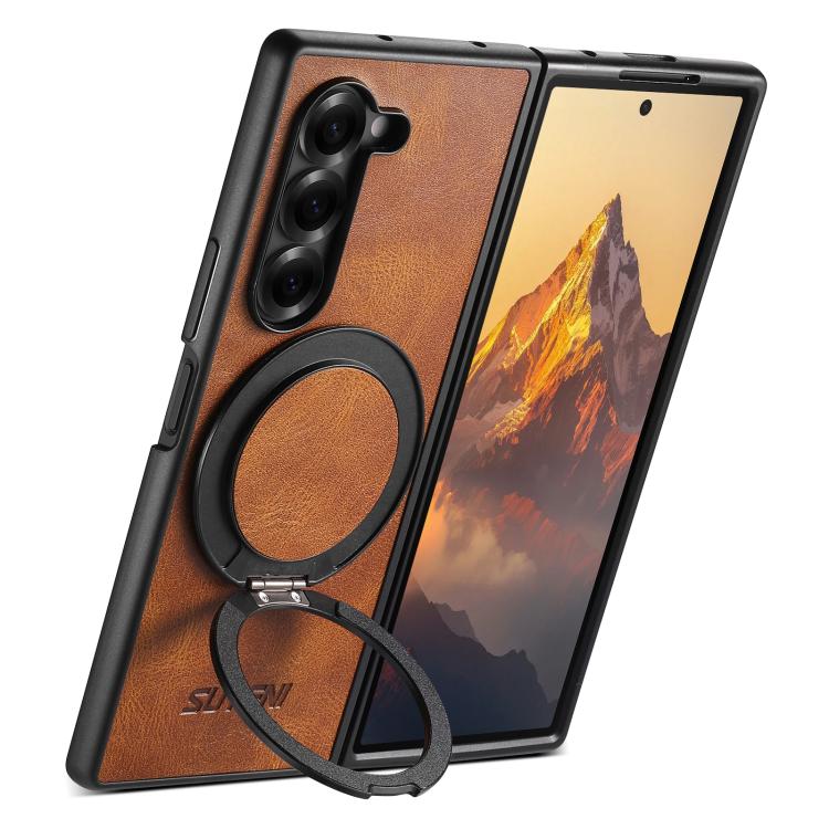 Suteni G3 Oil Wax 360 Rotation Holder MagSafe Back Phone Case, For Galaxy Z Fold8 Ultra 5G, For Galaxy Z Fold7 5G, For Galaxy Z Flip7 5G, For Galaxy Z Flip6, For Galaxy Z Fold6, For Galaxy Z Fold5, For Galaxy Z Flip5