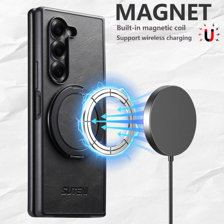 Suteni G3 Oil Wax 360 Rotation Holder MagSafe Back Phone Case, For Galaxy Z Fold8 Ultra 5G, For Galaxy Z Fold7 5G, For Galaxy Z Flip7 5G, For Galaxy Z Flip6, For Galaxy Z Fold6, For Galaxy Z Fold5, For Galaxy Z Flip5
