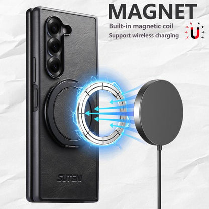 Suteni G3 Oil Wax 360 Rotation Holder MagSafe Back Phone Case, For Galaxy Z Fold8 Ultra 5G, For Galaxy Z Fold7 5G, For Galaxy Z Flip7 5G, For Galaxy Z Flip6, For Galaxy Z Fold6, For Galaxy Z Fold5, For Galaxy Z Flip5