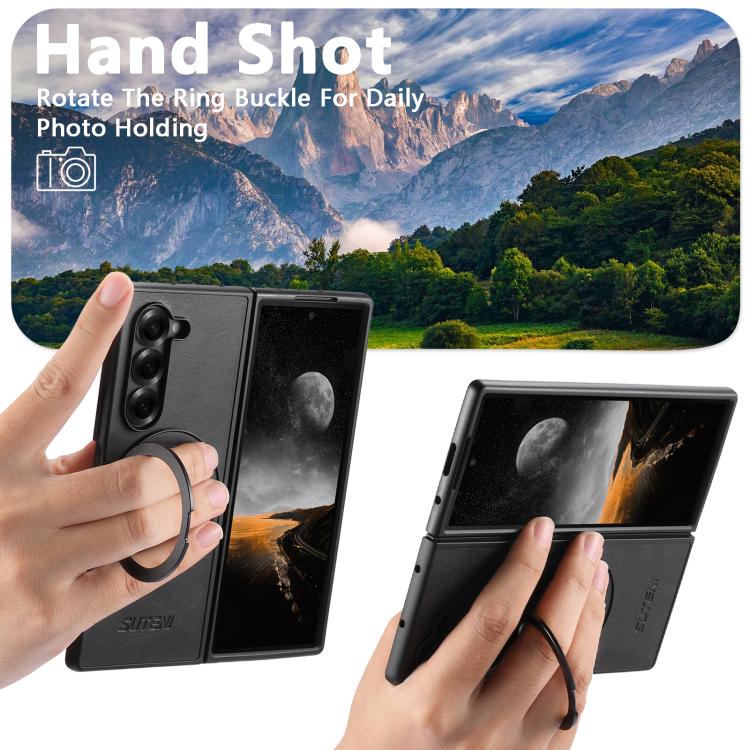 Suteni G3 Oil Wax 360 Rotation Holder MagSafe Back Phone Case, For Galaxy Z Fold8 Ultra 5G, For Galaxy Z Fold7 5G, For Galaxy Z Flip7 5G, For Galaxy Z Flip6, For Galaxy Z Fold6, For Galaxy Z Fold5, For Galaxy Z Flip5