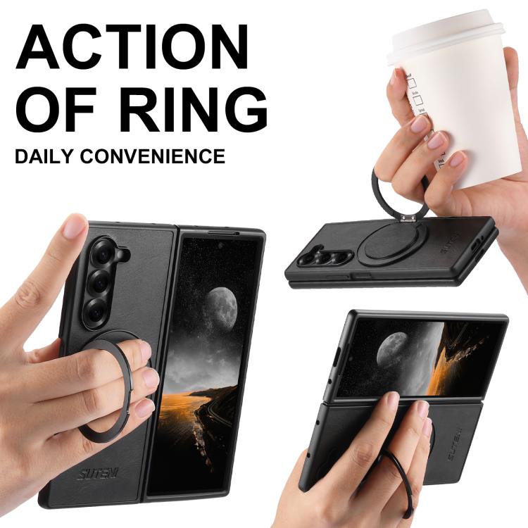 Suteni G3 Oil Wax 360 Rotation Holder MagSafe Back Phone Case, For Galaxy Z Fold8 Ultra 5G, For Galaxy Z Fold7 5G, For Galaxy Z Flip7 5G, For Galaxy Z Flip6, For Galaxy Z Fold6, For Galaxy Z Fold5, For Galaxy Z Flip5