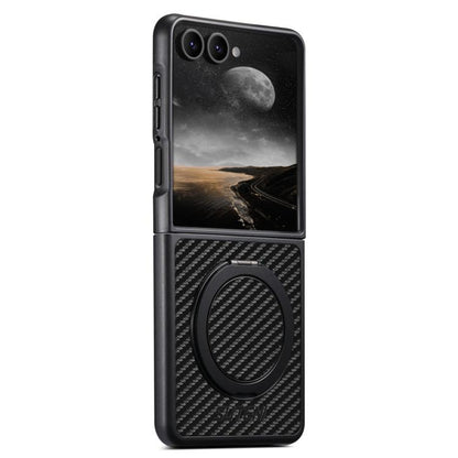Suteni G3 Carbon Fiber Leather 360 Rotation Holder MagSafe Phone Case, For Galaxy Z Fold8 Ultra 5G, For Galaxy Z Fold7 5G, For Galaxy Z Flip7 5G, For Galaxy Z Flip6, For Galaxy Z Fold6, For Galaxy Z Fold5, For Galaxy Z Flip5