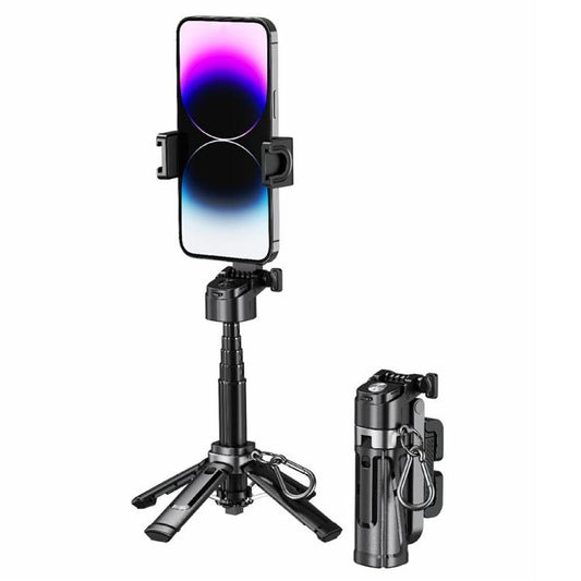 P25 Trépied anti-tremblement télescopique à quatre pieds, perche à selfie portable pour téléphone, P25