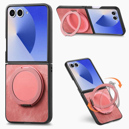 Retro Leather Rotation Round Holder Phone Case, For Galaxy Z Flip8 5G, For Galaxy Z Flip7 5G, For Galaxy Z Flip6 5G, For Galaxy Z Flip5 5G