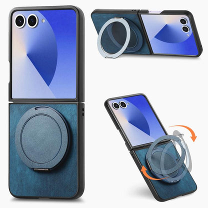 Retro Leather Rotation Round Holder Phone Case, For Galaxy Z Flip8 5G, For Galaxy Z Flip7 5G, For Galaxy Z Flip6 5G, For Galaxy Z Flip5 5G