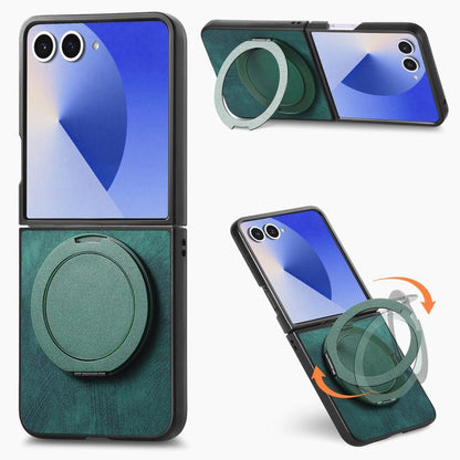Retro Leather Rotation Round Holder Phone Case, For Galaxy Z Flip8 5G, For Galaxy Z Flip7 5G, For Galaxy Z Flip6 5G, For Galaxy Z Flip5 5G