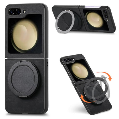 Retro Leather Rotation Round Holder Phone Case, For Galaxy Z Flip8 5G, For Galaxy Z Flip7 5G, For Galaxy Z Flip6 5G, For Galaxy Z Flip5 5G