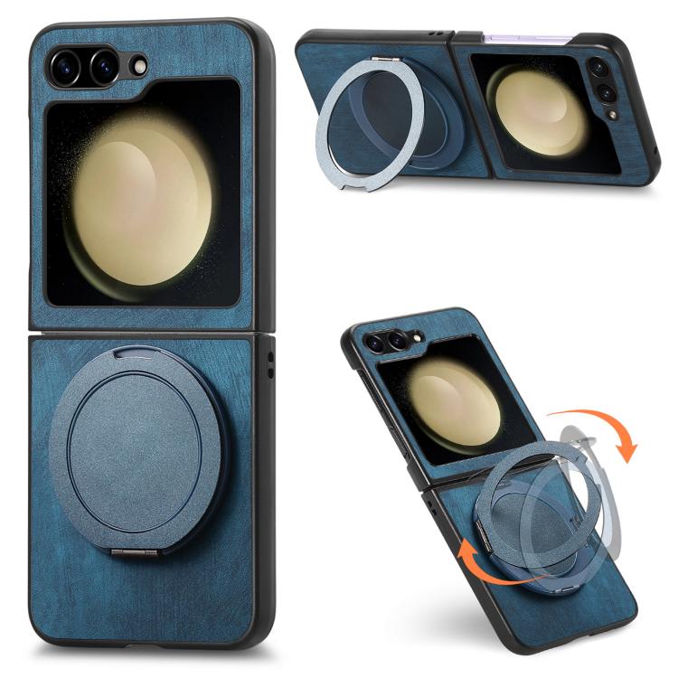 Retro Leather Rotation Round Holder Phone Case, For Galaxy Z Flip8 5G, For Galaxy Z Flip7 5G, For Galaxy Z Flip6 5G, For Galaxy Z Flip5 5G