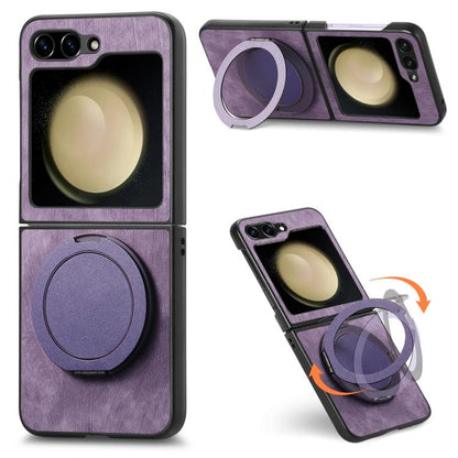 Retro Leather Rotation Round Holder Phone Case, For Galaxy Z Flip8 5G, For Galaxy Z Flip7 5G, For Galaxy Z Flip6 5G, For Galaxy Z Flip5 5G