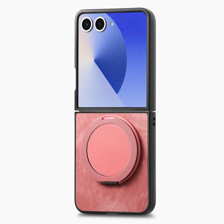 Retro Leather Rotation Round Holder Phone Case, For Galaxy Z Flip8 5G, For Galaxy Z Flip7 5G, For Galaxy Z Flip6 5G, For Galaxy Z Flip5 5G