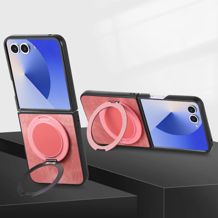 Retro Leather Rotation Round Holder Phone Case, For Galaxy Z Flip8 5G, For Galaxy Z Flip7 5G, For Galaxy Z Flip6 5G, For Galaxy Z Flip5 5G