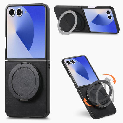 Retro Leather Rotation Round Holder Phone Case, For Galaxy Z Flip8 5G, For Galaxy Z Flip7 5G, For Galaxy Z Flip6 5G, For Galaxy Z Flip5 5G