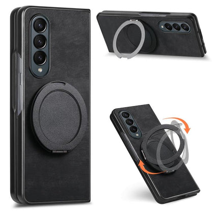 Retro Leather Rotation Round Holder Phone Case, For Galaxy Z Fold8 Ultra 5G, For Galaxy Z Fold7, For Galaxy Z Fold6, For Galaxy Z Fold5, For Galaxy Z Fold4