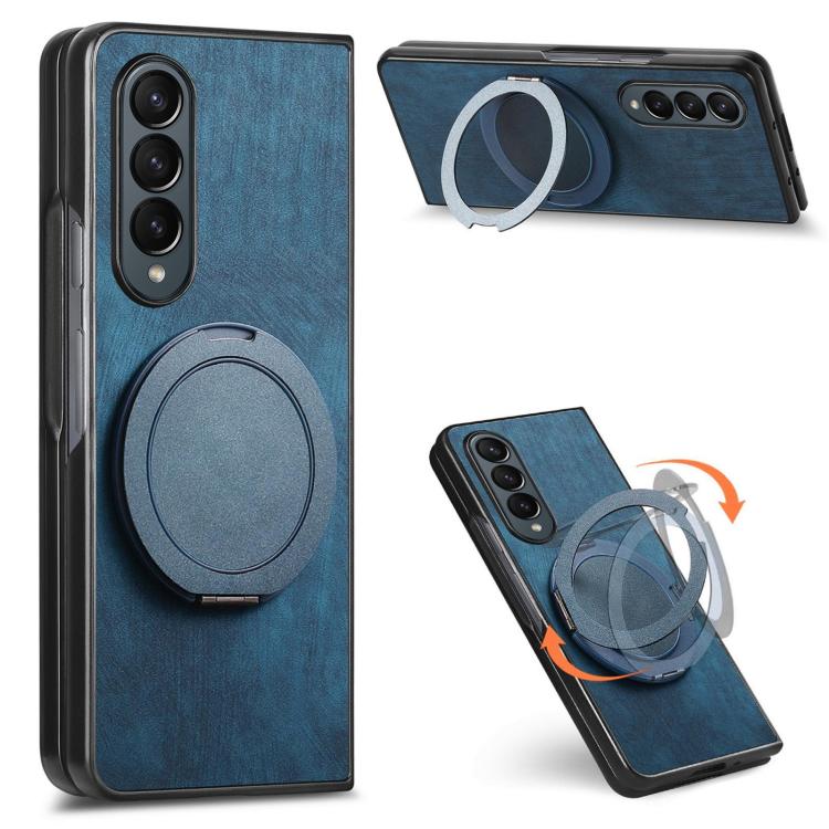 Retro Leather Rotation Round Holder Phone Case, For Galaxy Z Fold8 Ultra 5G, For Galaxy Z Fold7, For Galaxy Z Fold6, For Galaxy Z Fold5, For Galaxy Z Fold4