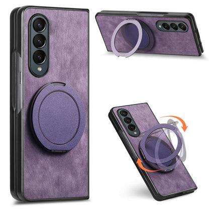 Retro Leather Rotation Round Holder Phone Case, For Galaxy Z Fold8 Ultra 5G, For Galaxy Z Fold7, For Galaxy Z Fold6, For Galaxy Z Fold5, For Galaxy Z Fold4