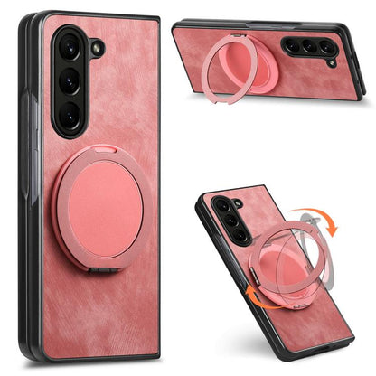 Retro Leather Rotation Round Holder Phone Case, For Galaxy Z Fold8 Ultra 5G, For Galaxy Z Fold7, For Galaxy Z Fold6, For Galaxy Z Fold5, For Galaxy Z Fold4