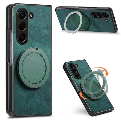 Retro Leather Rotation Round Holder Phone Case, For Galaxy Z Fold8 Ultra 5G, For Galaxy Z Fold7, For Galaxy Z Fold6, For Galaxy Z Fold5, For Galaxy Z Fold4