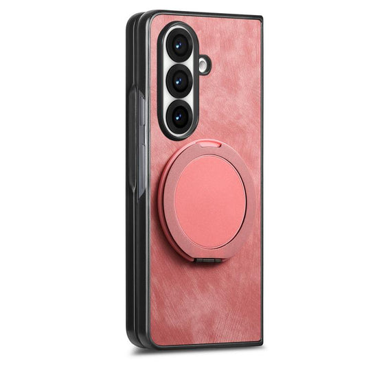 Retro Leather Rotation Round Holder Phone Case, For Galaxy Z Fold8 Ultra 5G, For Galaxy Z Fold7, For Galaxy Z Fold6, For Galaxy Z Fold5, For Galaxy Z Fold4