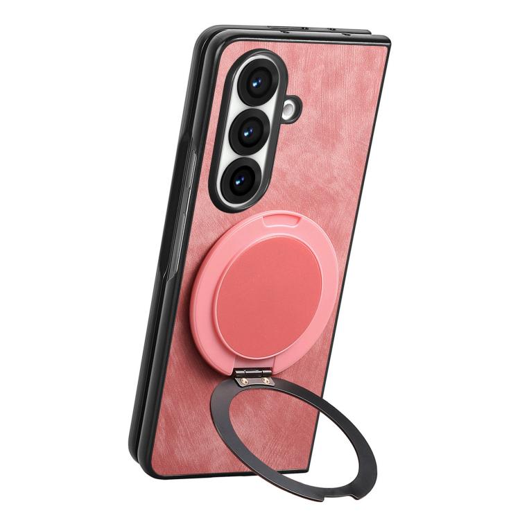 Retro Leather Rotation Round Holder Phone Case, For Galaxy Z Fold8 Ultra 5G, For Galaxy Z Fold7, For Galaxy Z Fold6, For Galaxy Z Fold5, For Galaxy Z Fold4