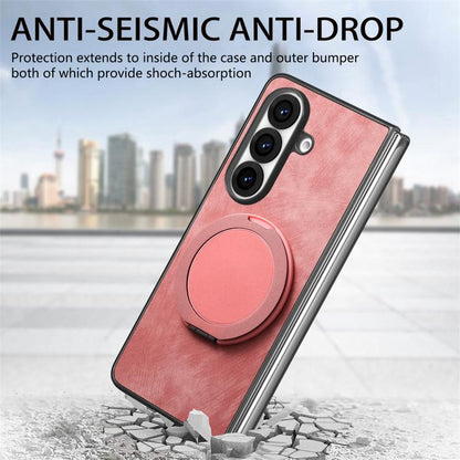 Retro Leather Rotation Round Holder Phone Case, For Galaxy Z Fold8 Ultra 5G, For Galaxy Z Fold7, For Galaxy Z Fold6, For Galaxy Z Fold5, For Galaxy Z Fold4