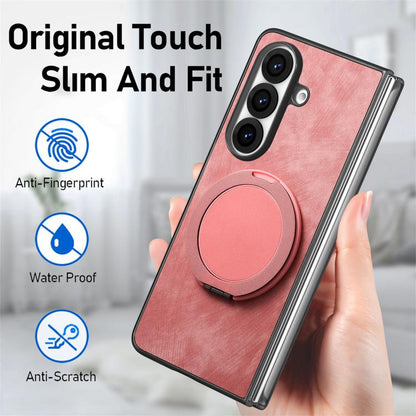 Retro Leather Rotation Round Holder Phone Case, For Galaxy Z Fold8 Ultra 5G, For Galaxy Z Fold7, For Galaxy Z Fold6, For Galaxy Z Fold5, For Galaxy Z Fold4