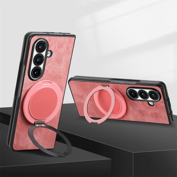 Retro Leather Rotation Round Holder Phone Case, For Galaxy Z Fold8 Ultra 5G, For Galaxy Z Fold7, For Galaxy Z Fold6, For Galaxy Z Fold5, For Galaxy Z Fold4