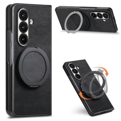 Retro Leather Rotation Round Holder Phone Case, For Galaxy Z Fold8 Ultra 5G, For Galaxy Z Fold7, For Galaxy Z Fold6, For Galaxy Z Fold5, For Galaxy Z Fold4